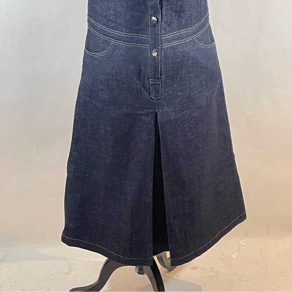8848 Dark Blue Denim Button Down Overall Dress - Picture 3 of 14
